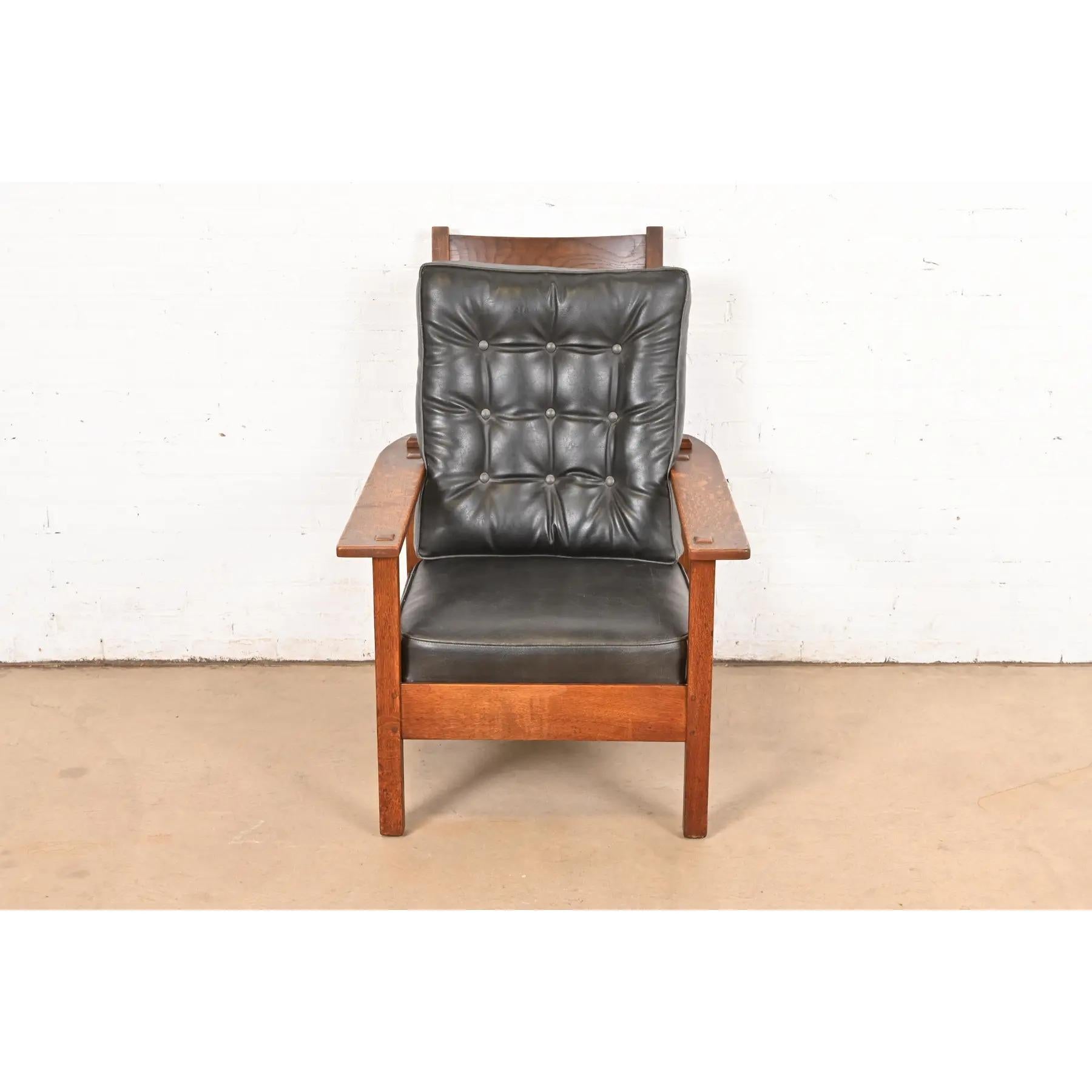 L. & J. G. Stickley Silla Morris reclinable antigua Mission Arts & Crafts de roble Artes y manualidades en venta