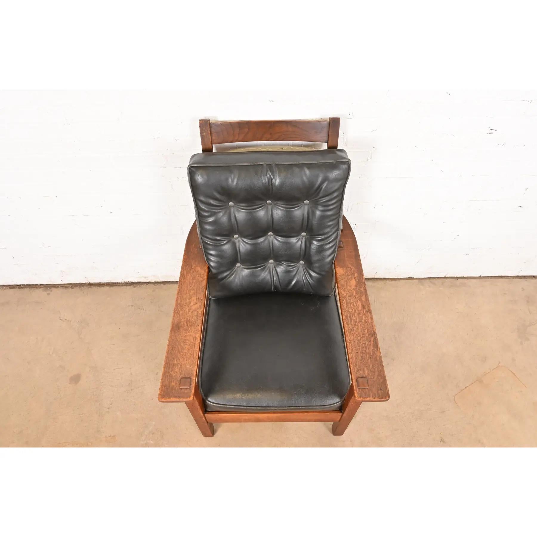 L. & J. G. Stickley Silla Morris reclinable antigua Mission Arts & Crafts de roble en Bueno estado para la venta en South Bend, IN