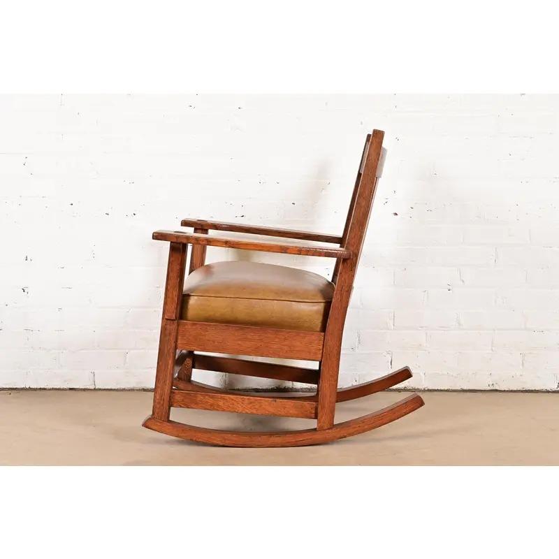 L. & J. G. Stickley Antiker Missionsstuhl aus Eichenholz im Arts and Crafts-Stil, um 1910 im Angebot 4