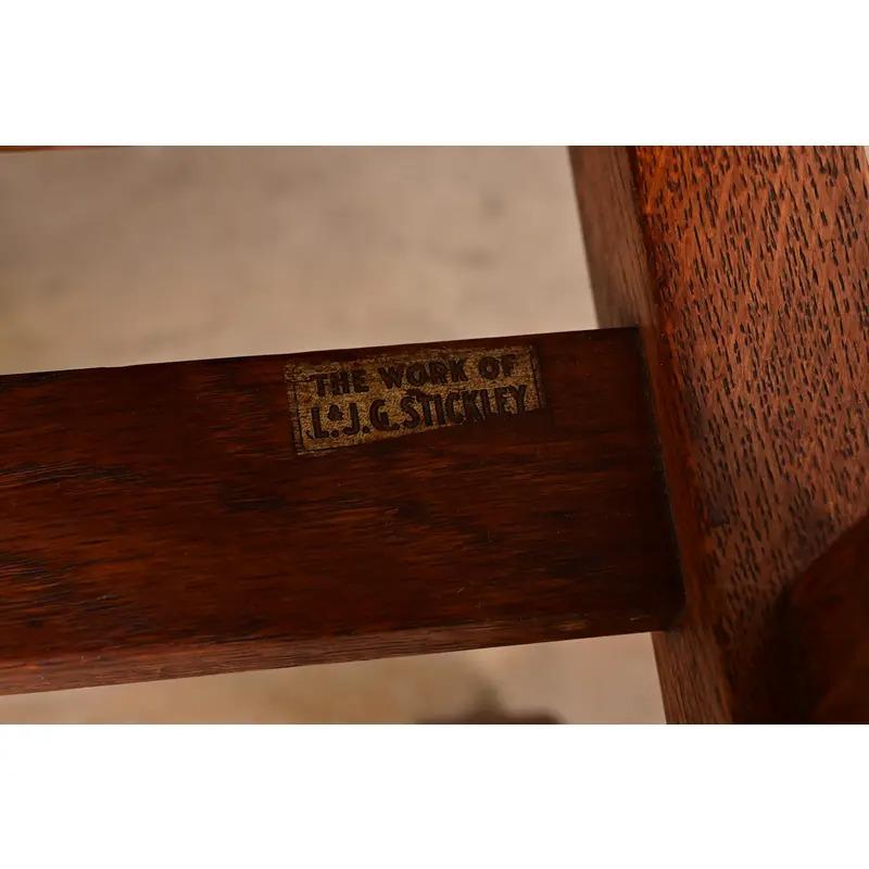 L. & J. G. Stickley Antiker Missionsstuhl aus Eichenholz im Arts and Crafts-Stil, um 1910 im Angebot 6