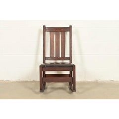 L. & J. G. Stickley Antique Mission Oak Arts & Crafts Rocking Chair, Circa 1910