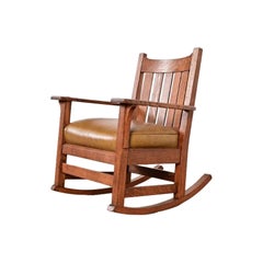 L. & J. G. Stickley Antique Mission Oak Arts & Crafts Rocking Chair, Circa 1910