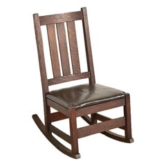 L. & J. G. Stickley Antique Mission Oak Arts & Crafts Rocking Chair, Circa 1910