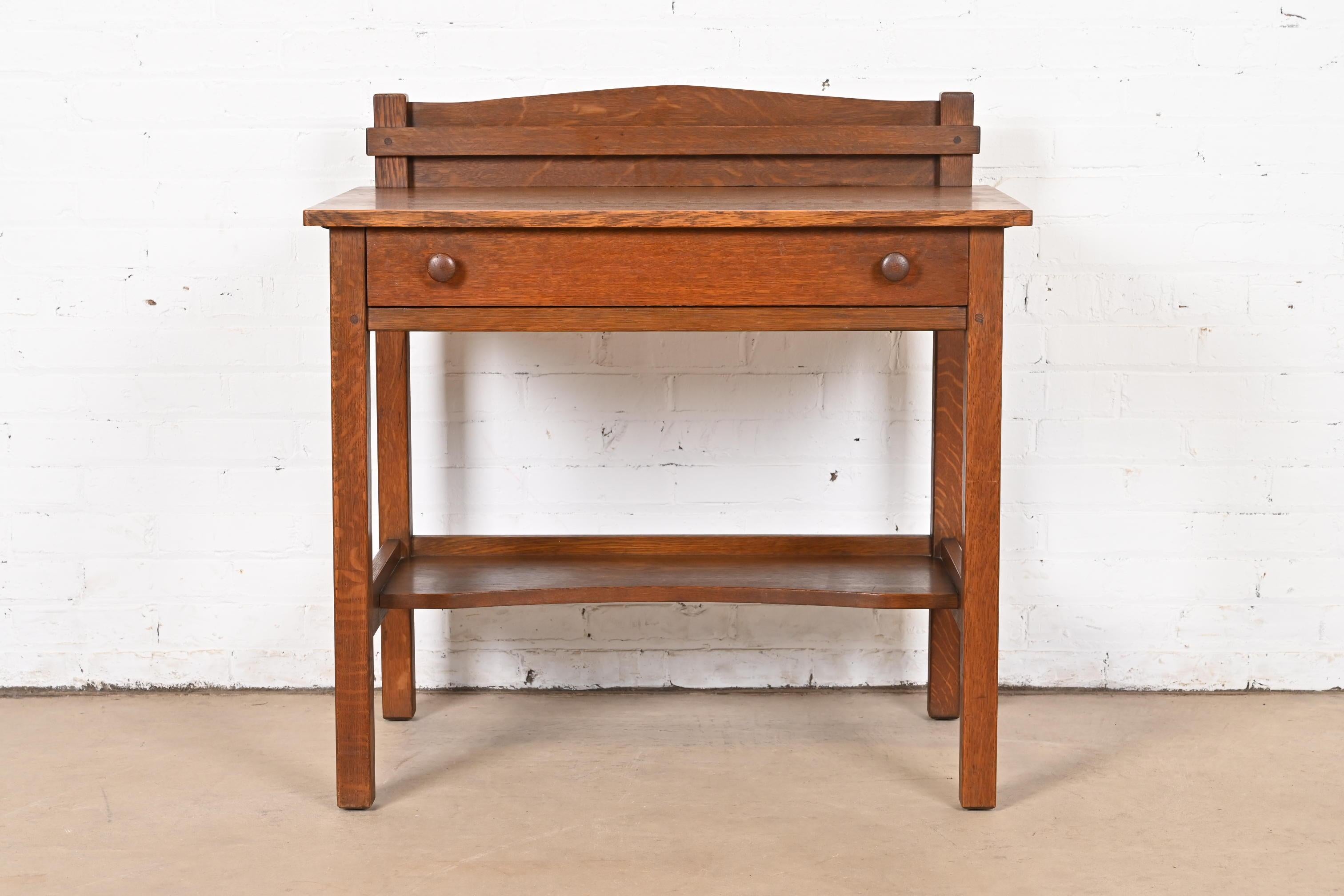L. & J. G. Stickley Antike Mission Eichenholz Arts & Crafts Servier- oder Schreibtisch (Arts and Crafts) im Angebot
