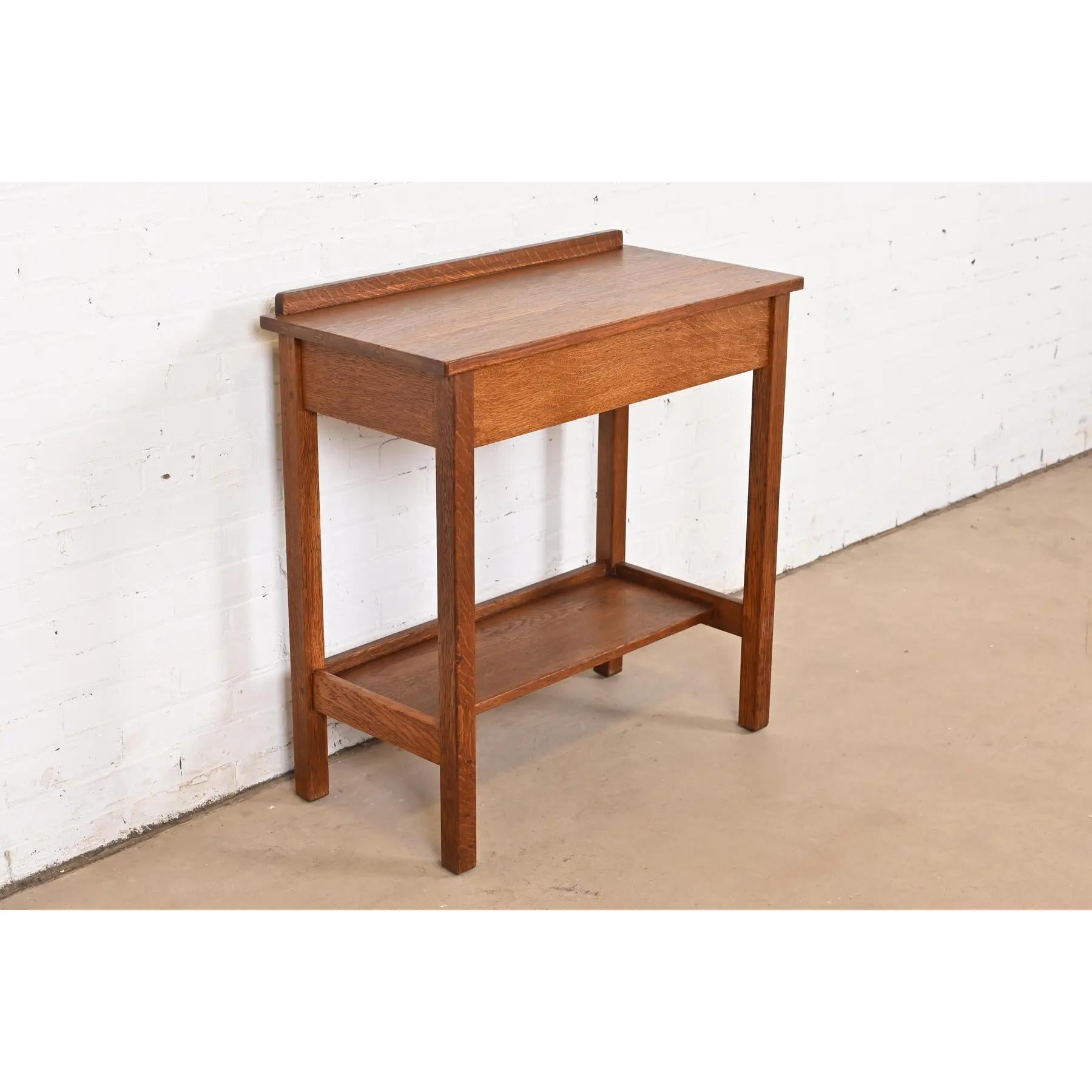 L. & J. G. Stickley Antique Mission Oak Arts & Crafts Server or Writing Desk In Good Condition For Sale In South Bend, IN