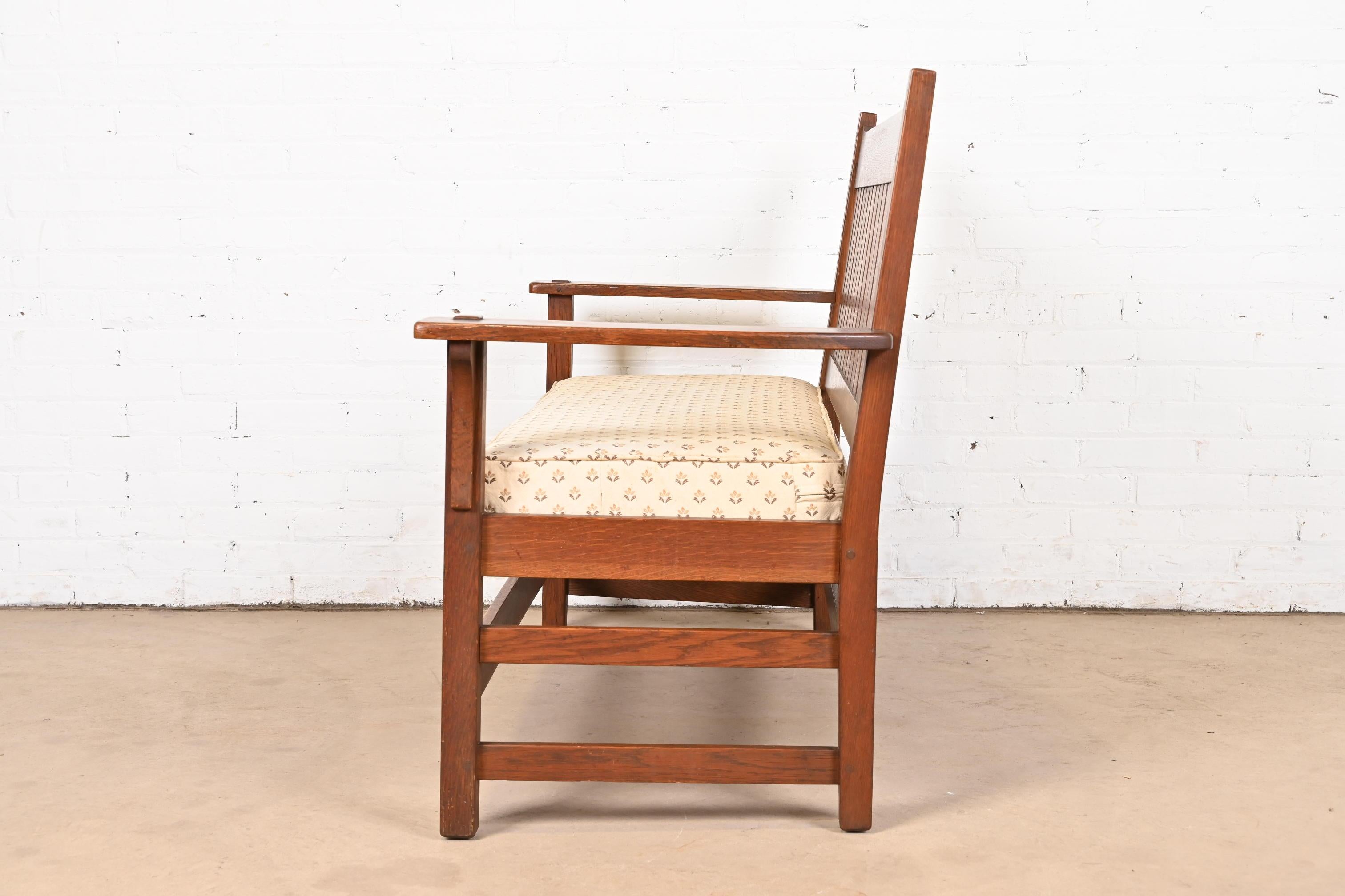 L. & J. G. Stickley Antikes Missions-Sessel oder Loveseat aus Eichenholz im Arts and Crafts-Stil im Angebot 6