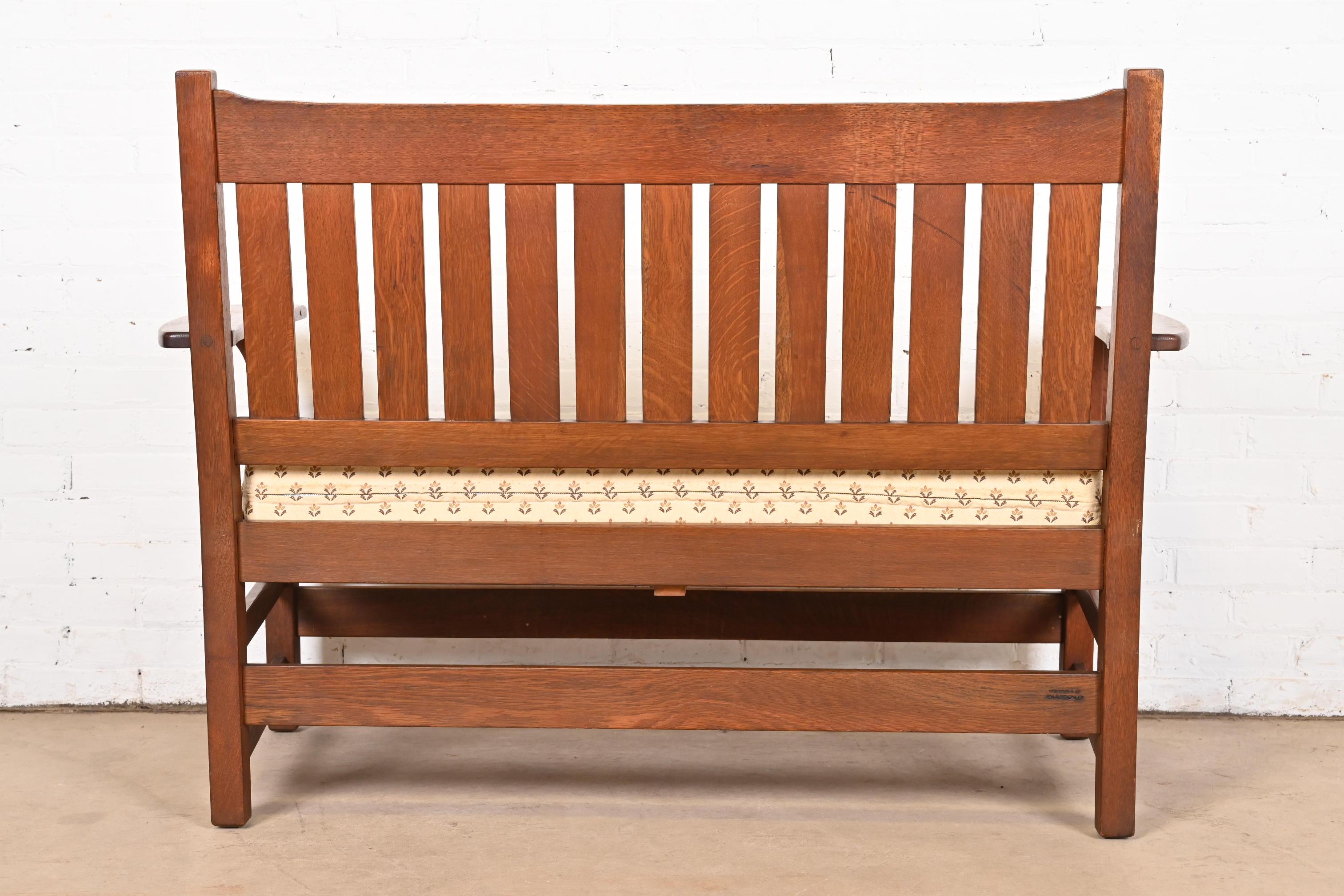 L. & J. G. Stickley Antikes Missions-Sessel oder Loveseat aus Eichenholz im Arts and Crafts-Stil im Angebot 7