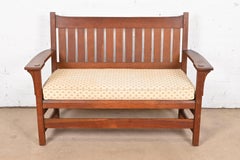 L. & J. G. Stickley Antikes Missions-Sessel oder Loveseat aus Eichenholz im Arts and Crafts-Stil