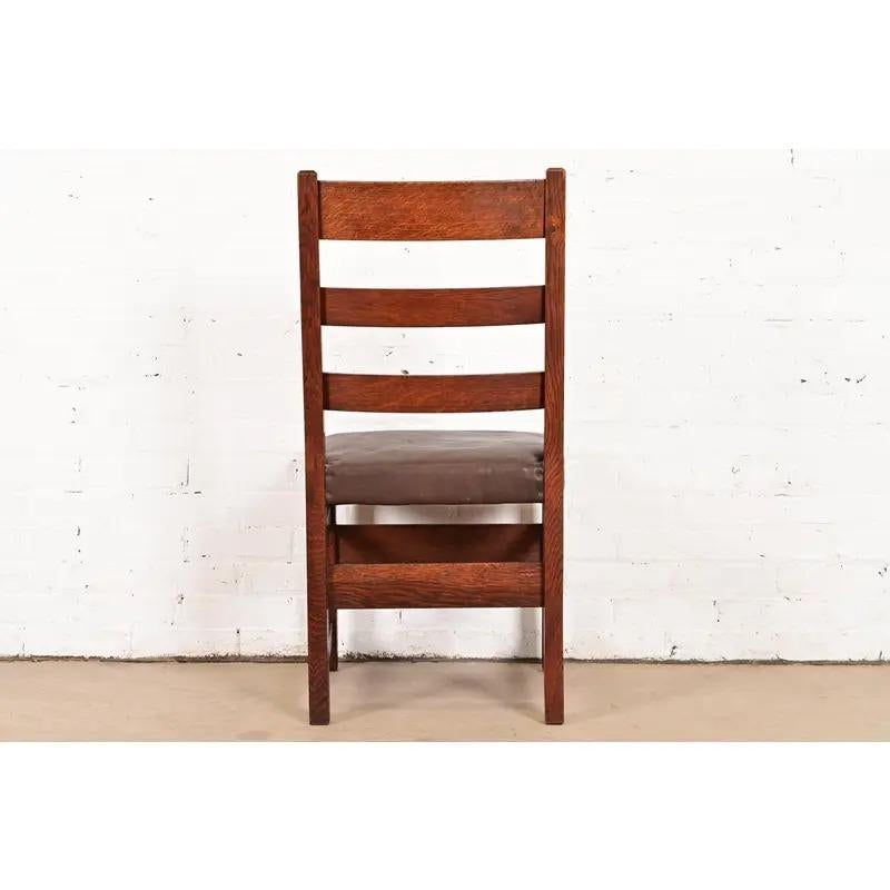 L. & J. G. Stickley Silla auxiliar antigua Mission Arts & Crafts de roble, circa 1910 en venta 3