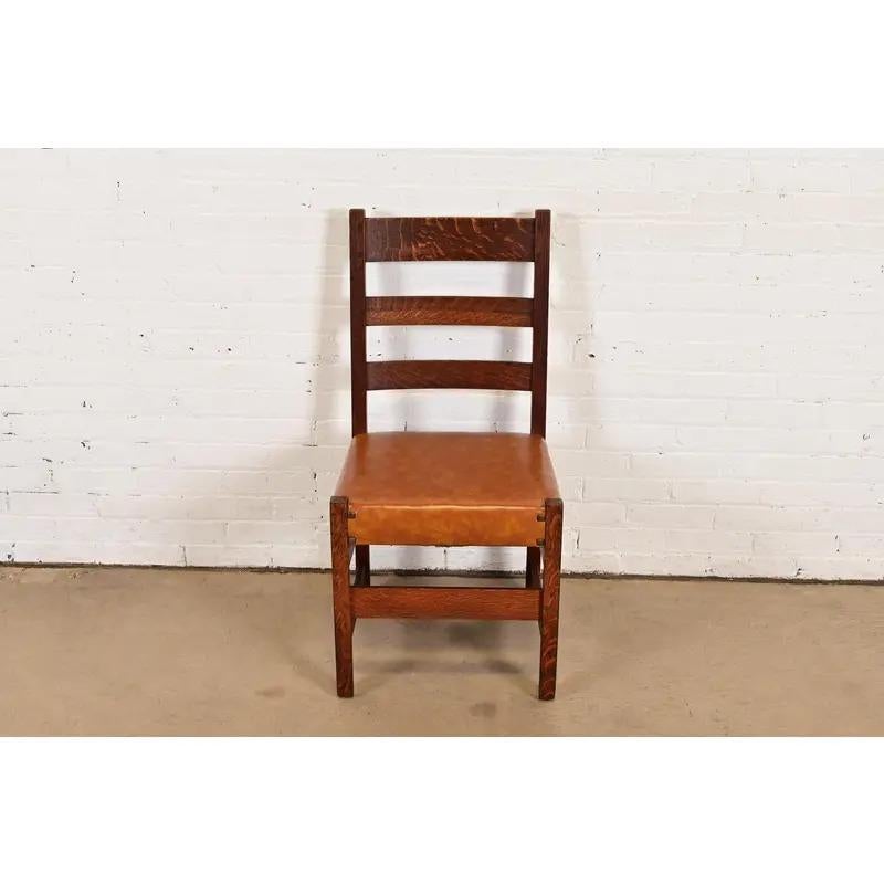 L. & J. G. Stickley Antiker Mission Arts & Crafts Beistellstuhl aus Eiche, CIRCA 1910 (Arts and Crafts) im Angebot