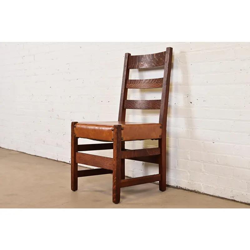 L. & J. G. Stickley Antiker Mission Arts & Crafts Beistellstuhl aus Eiche, CIRCA 1910 (amerikanisch) im Angebot