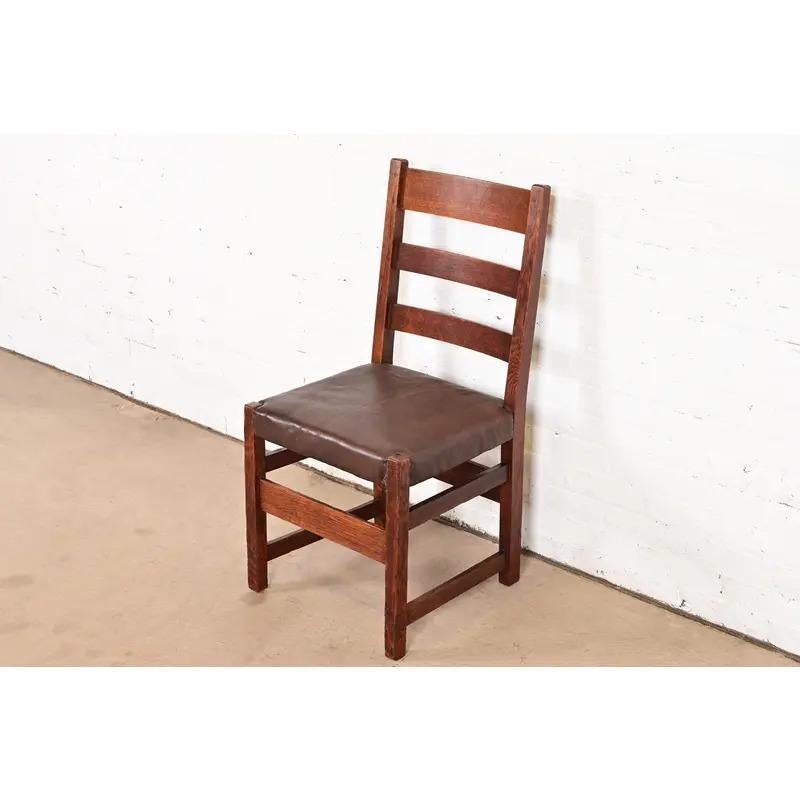L. & J. G. Stickley Silla auxiliar antigua Mission Arts & Crafts de roble, circa 1910 en Bueno estado para la venta en South Bend, IN