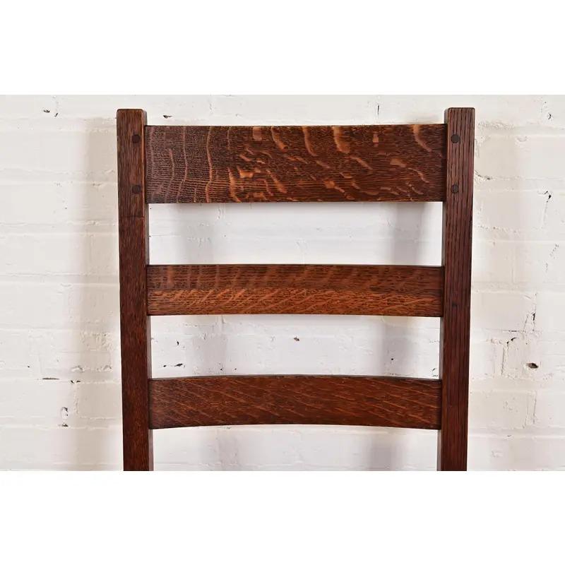 L. & J. G. Stickley Antiker Mission Arts & Crafts Beistellstuhl aus Eiche, CIRCA 1910 (20. Jahrhundert) im Angebot