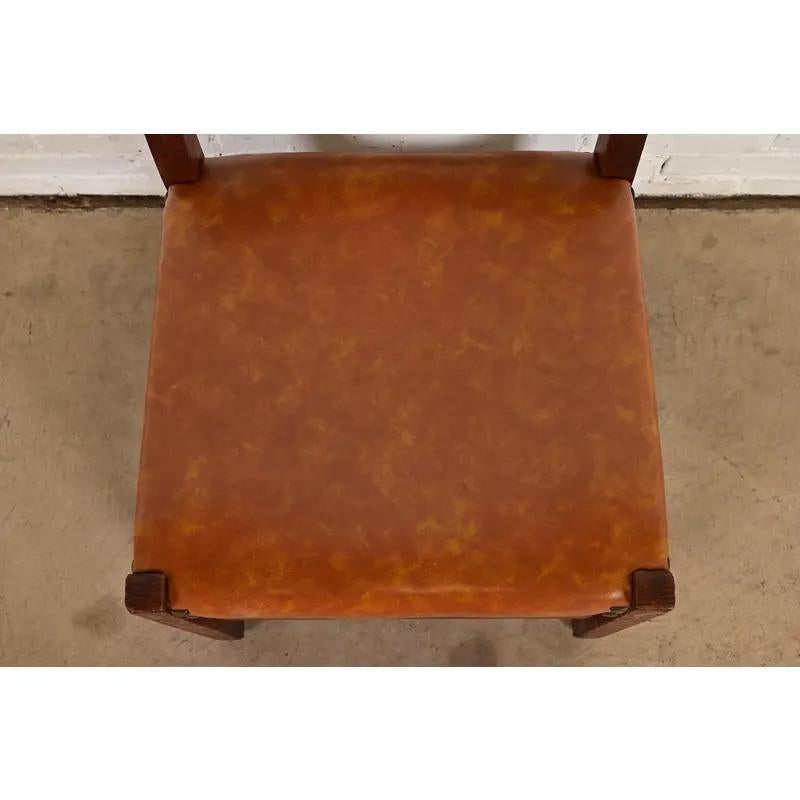 L. & J. G. Stickley Antiker Mission Arts & Crafts Beistellstuhl aus Eiche, CIRCA 1910 (Leder) im Angebot