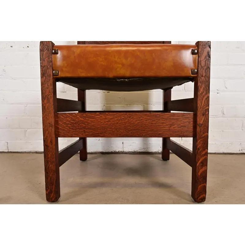 L. & J. G. Stickley Antiker Mission Arts & Crafts Beistellstuhl aus Eiche, CIRCA 1910 im Angebot 1