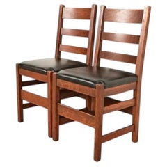 L. & J. G. Stickley Sillas auxiliares antiguas Mission Arts & Crafts de roble, Pareja