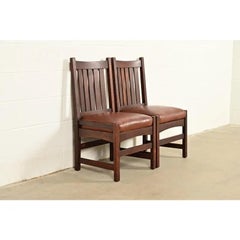 L. & J. G. Stickley Antique Mission Oak Arts & Crafts Side Chairs, Pair