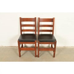 L. & J. G. Stickley Sillas auxiliares antiguas Mission Arts & Crafts de roble, Pareja