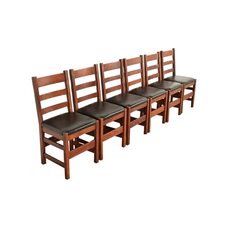 L. & J. G. Stickley Antique Mission Oak Arts & Crafts Side Chairs, Pair For Sale