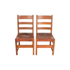 Chaises d'appoint anciennes « Mission Oak » de style Arts & Crafts, signées L. & J. G. Stickley  Paire