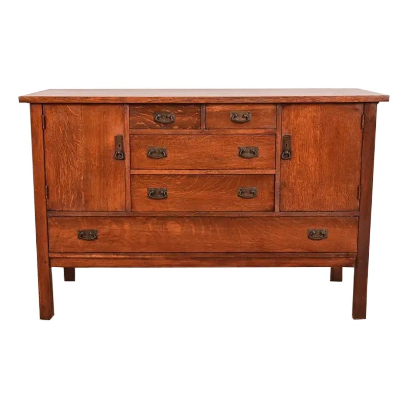 L. & J. G. Stickley Antique Mission Oak Arts & Crafts Sideboard, Circa 1910