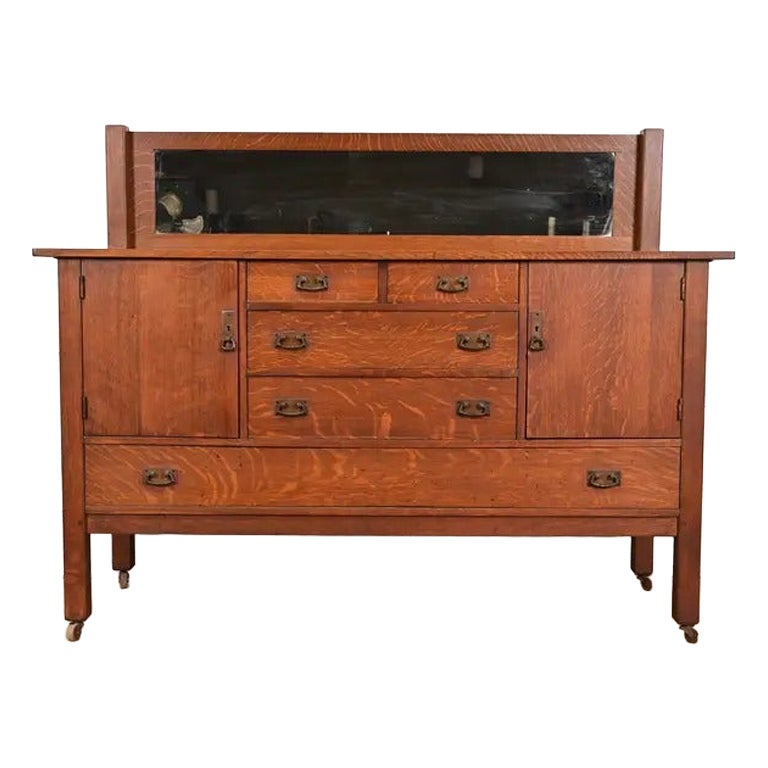 L. & J. G. Stickley Antike Mission Arts & Crafts Anrichte aus Eiche, CIRCA 1910