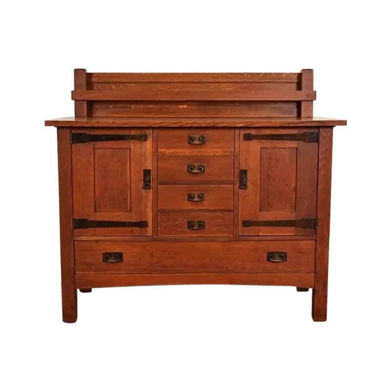 L.
J. G. Stickley Antique Mission Oak Arts
Crafts Sideboard, Circa 1910