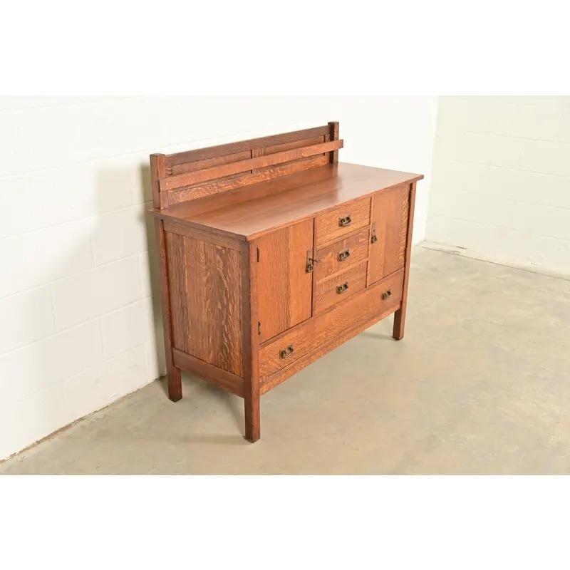 L. and J. G. Stickley Antique Mission Oak Arts and Crafts Sideboard or ...