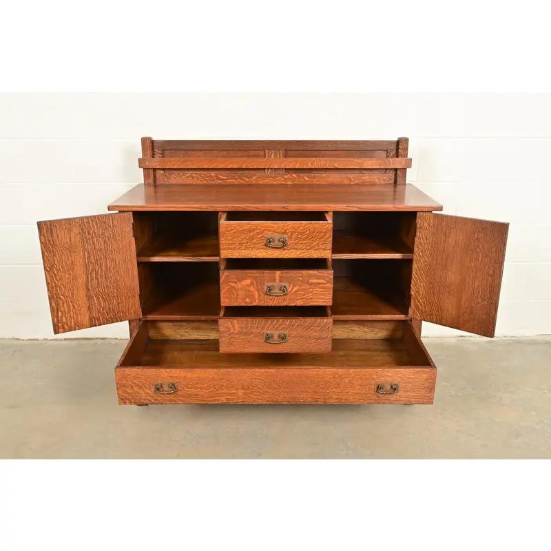 L. and J. G. Stickley Antique Mission Oak Arts and Crafts Sideboard or ...