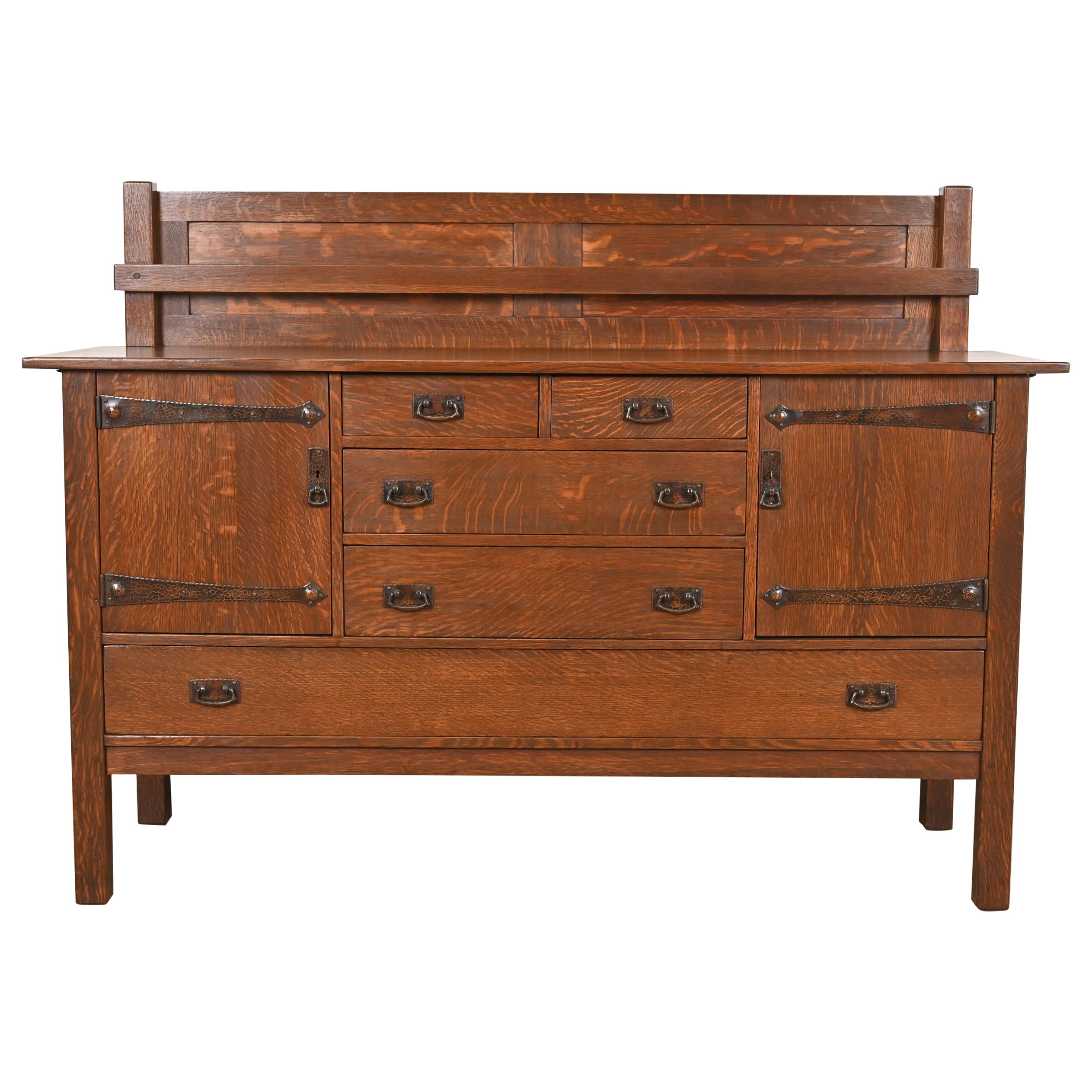 L. & J. G. Stickley Antique Mission Oak Arts & Crafts Sideboard, Refinished