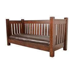 L. & J. G. Stickley Antique Mission Oak Arts & Crafts Sofa, Newly Refinished