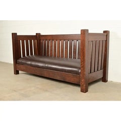 Divano Mission Arts & Crafts di L. & J. J. Stickley in quercia, appena rifinito