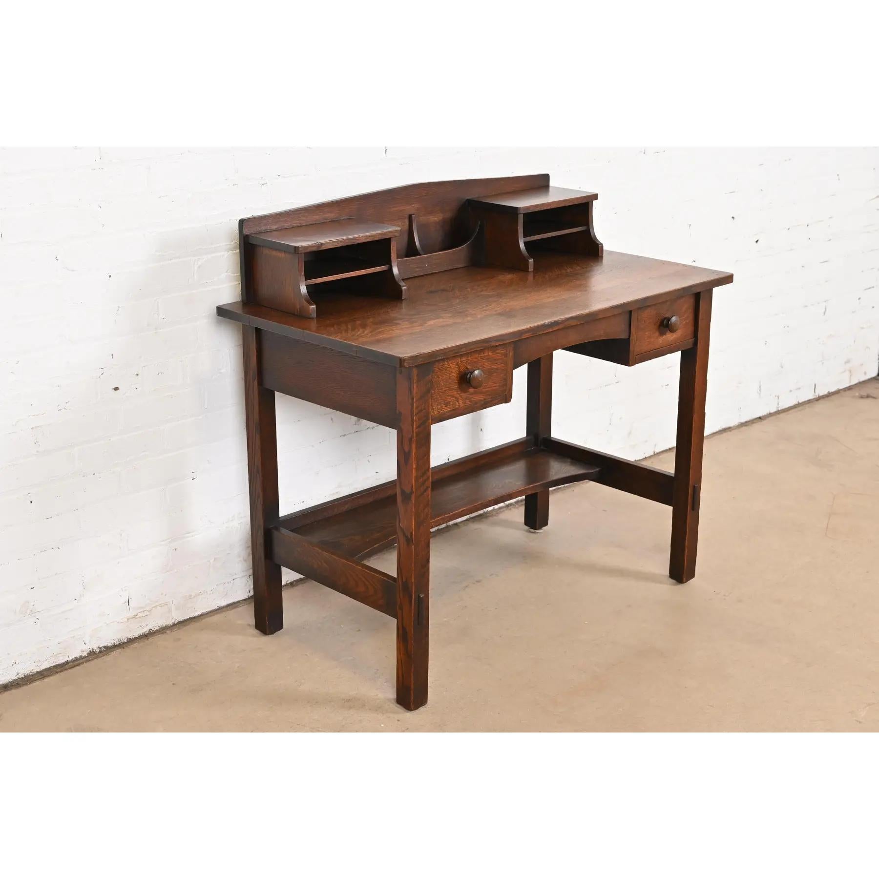 Bureau Mission en chêne Arts & Crafts de L. & J. G. Stickley, vers 1900 Bon état - En vente à South Bend, IN