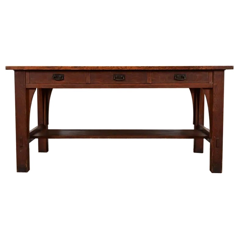 L.
J. G. Stickley Antique Mission Oak Arts
Crafts Writing Desk, Circa 1910
