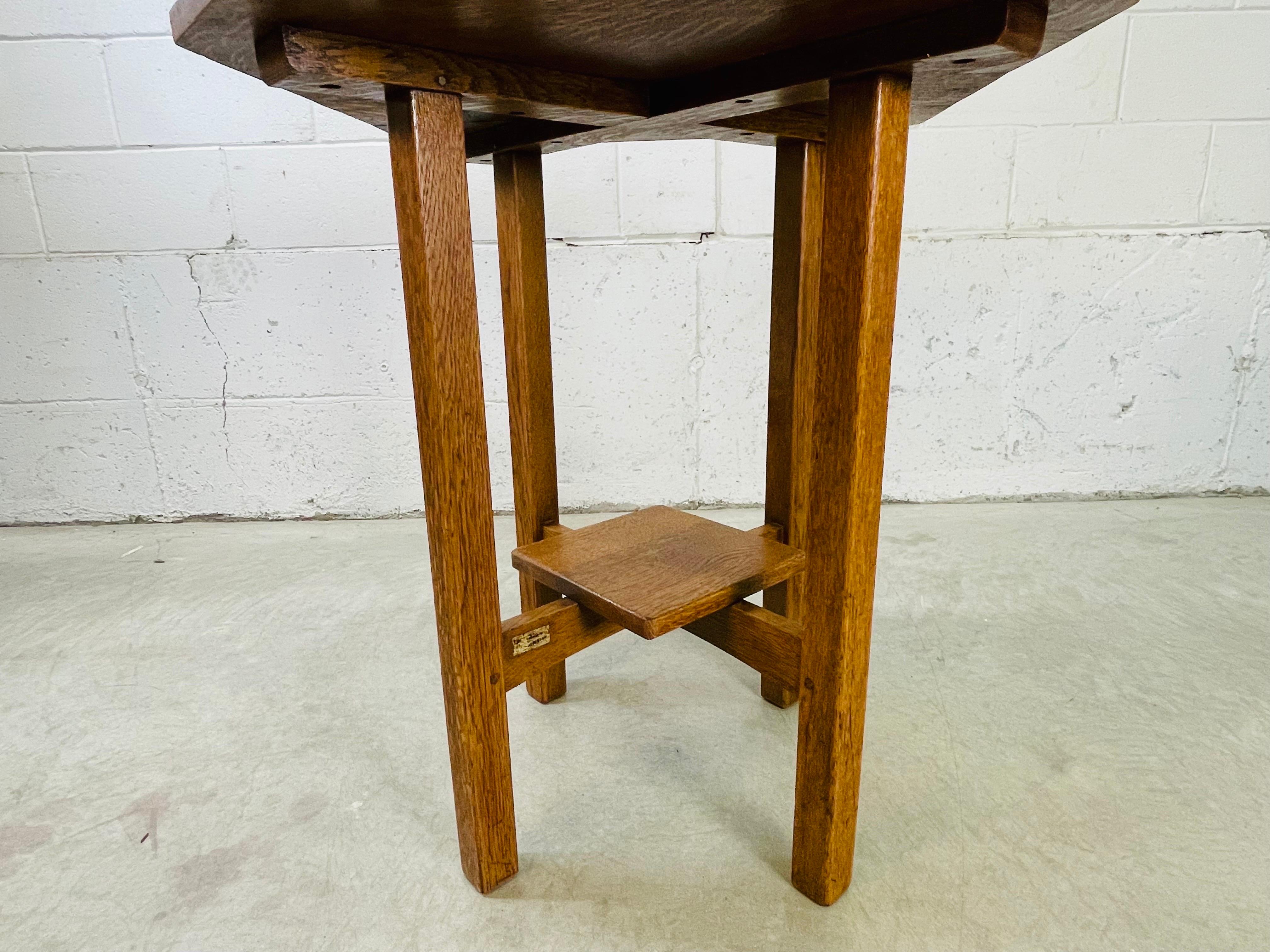 Oak L. & J. G. Stickley Clip Corner Lamp Table