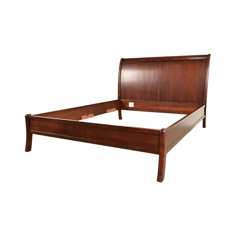 L. & J. G. Stickley French Empire Cherry Wood Queen Size Sleigh Bed
