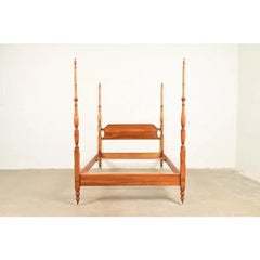 L. & J. G. Stickley Georgian Carved Solid Cherry Wood Full Size Poster Bed, 1957