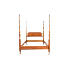 L. & J. G. Stickley Georgian Carved Solid Cherry Wood Full Size Poster Bed, 1957