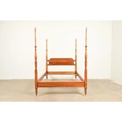 L. & J. G. Stickley Georgian Carved Solid Cherry Wood Full Size Poster Bed, 1957