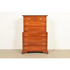 L. & J. G. Stickley Georgian Cherry Wood Eight-Drawer Highboy Dresser, 1957
