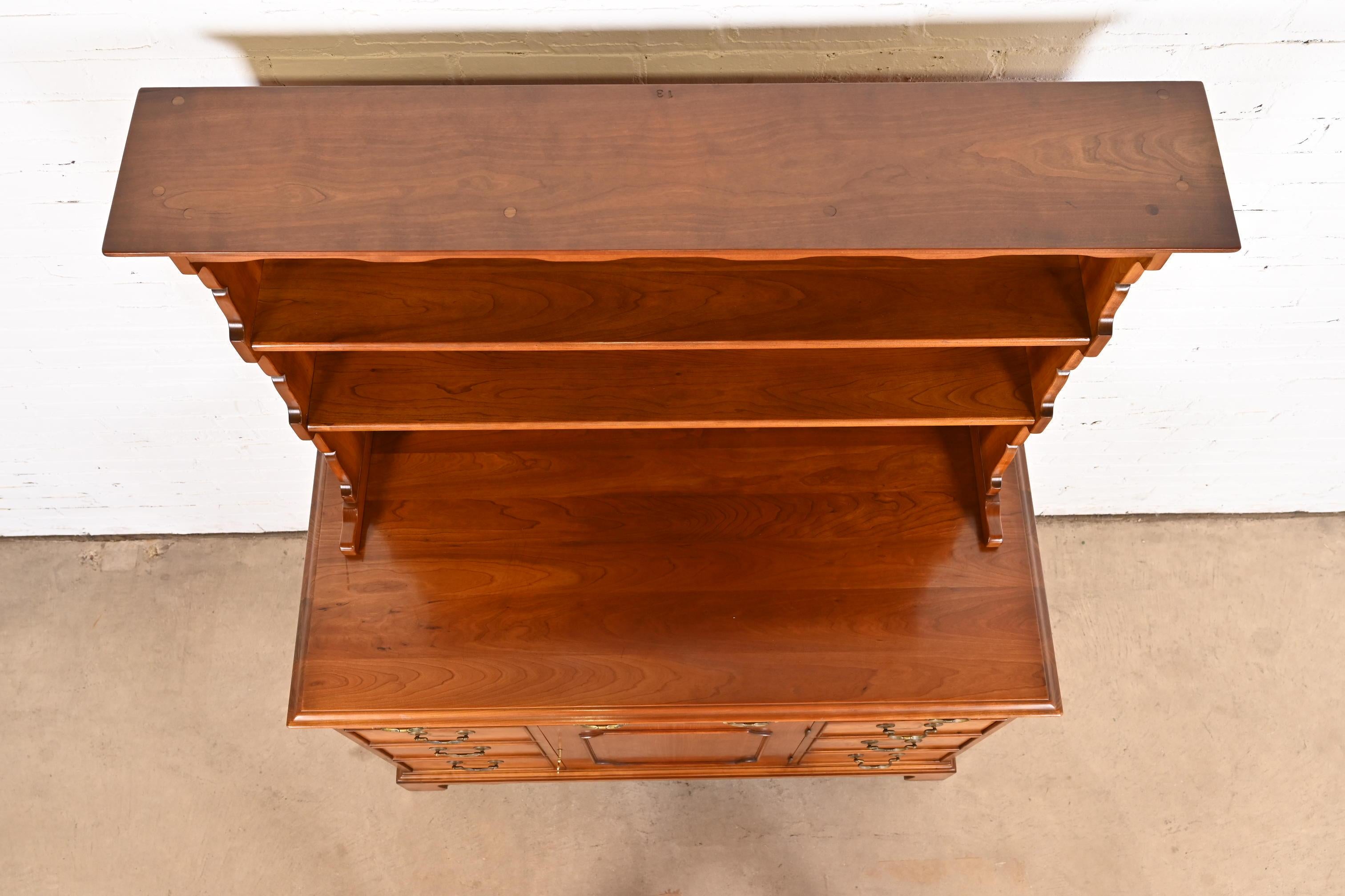 L. & J. G. Stickley Georgian Solid Cherry Wood Sideboard Buffet With Hutch Top 2