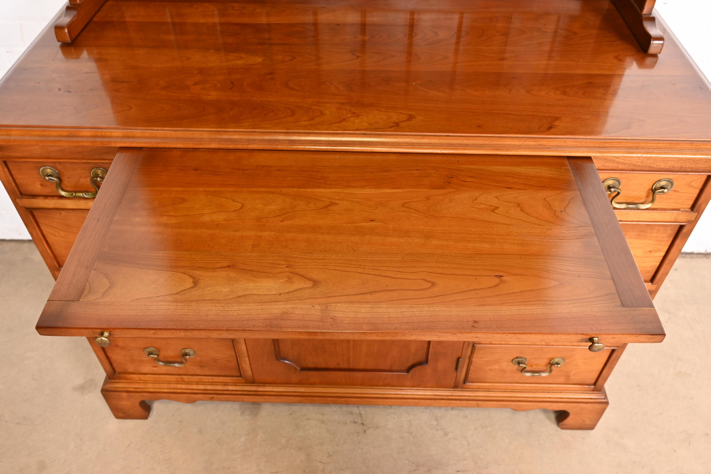 L. & J. G. Stickley Georgian Solid Cherry Wood Sideboard Buffet With Hutch Top 3