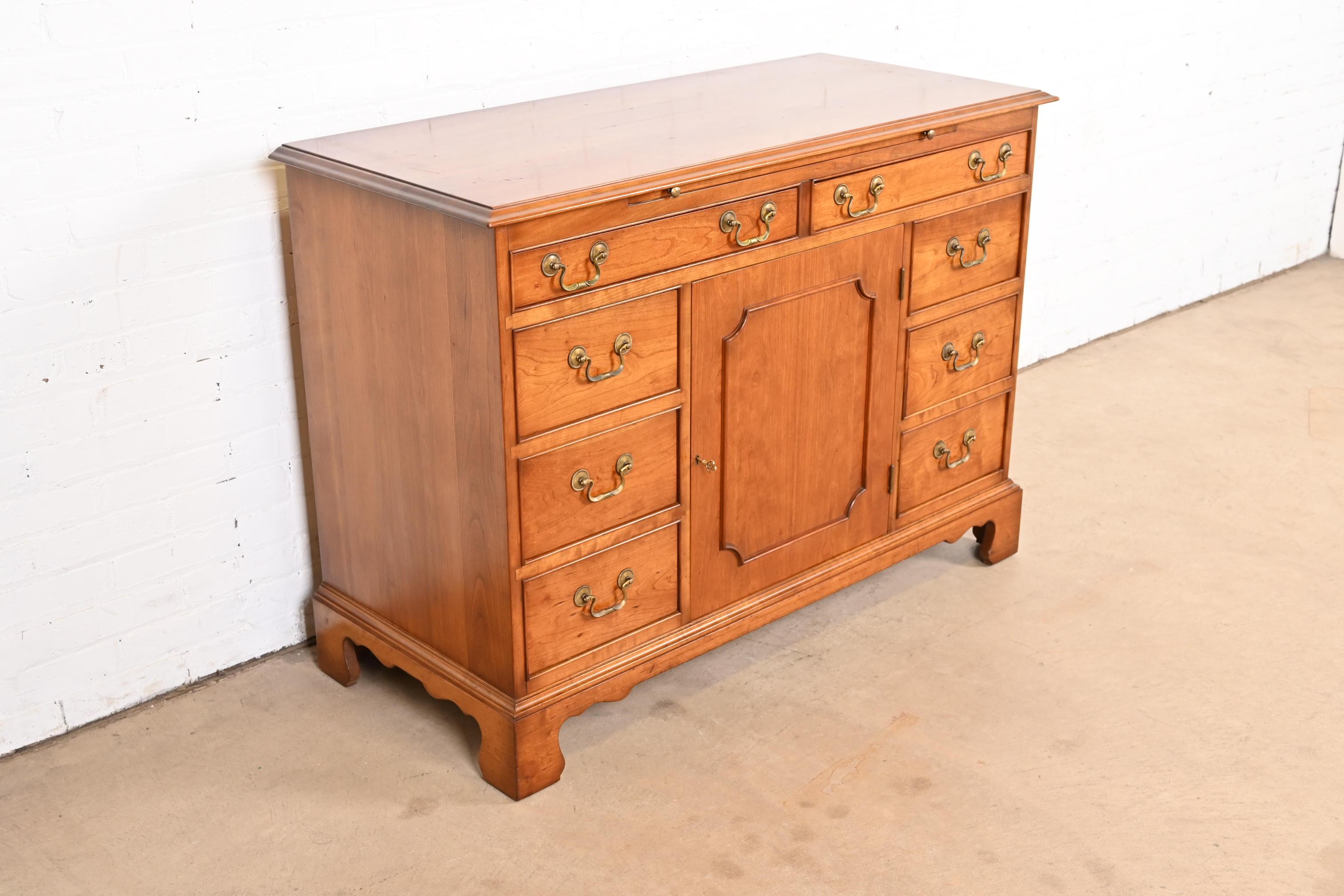 L. & J. G. Stickley Georgian Solid Cherry Wood Sideboard or Bar Cabinet, 1955 In Good Condition In South Bend, IN