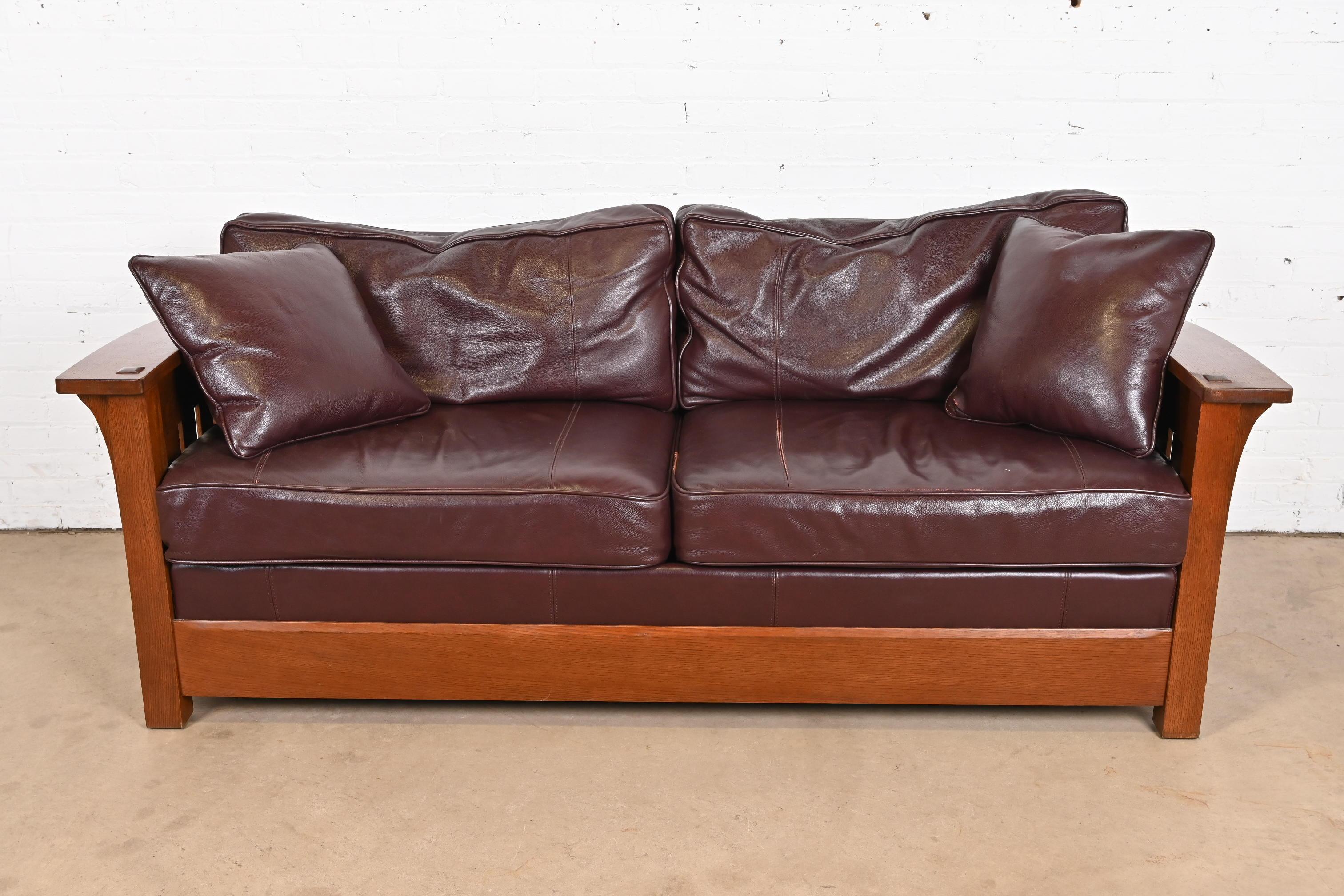 American L. & J. G. Stickley Mission Oak Arts and Crafts Sleeper Sofa or Loveseat