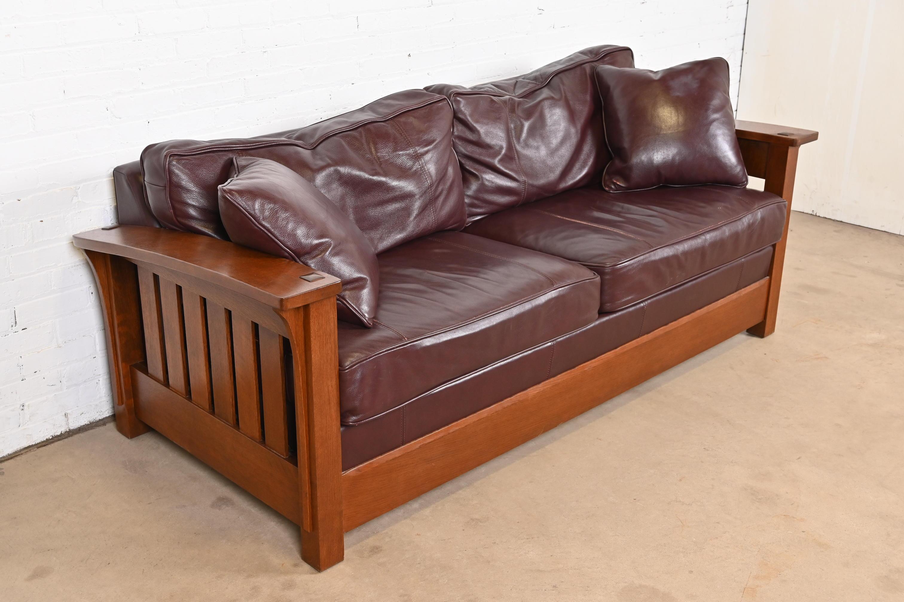 20th Century L. & J. G. Stickley Mission Oak Arts and Crafts Sleeper Sofa or Loveseat