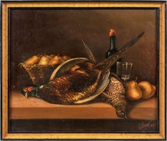L. Jean (scuola britannica) - Natura morta del XIX secolo - Uccelli e pere