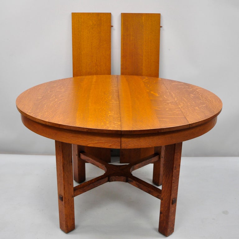 L and J.G. Stickley Round Dining Table Mission Oak Arts and Crafts 2