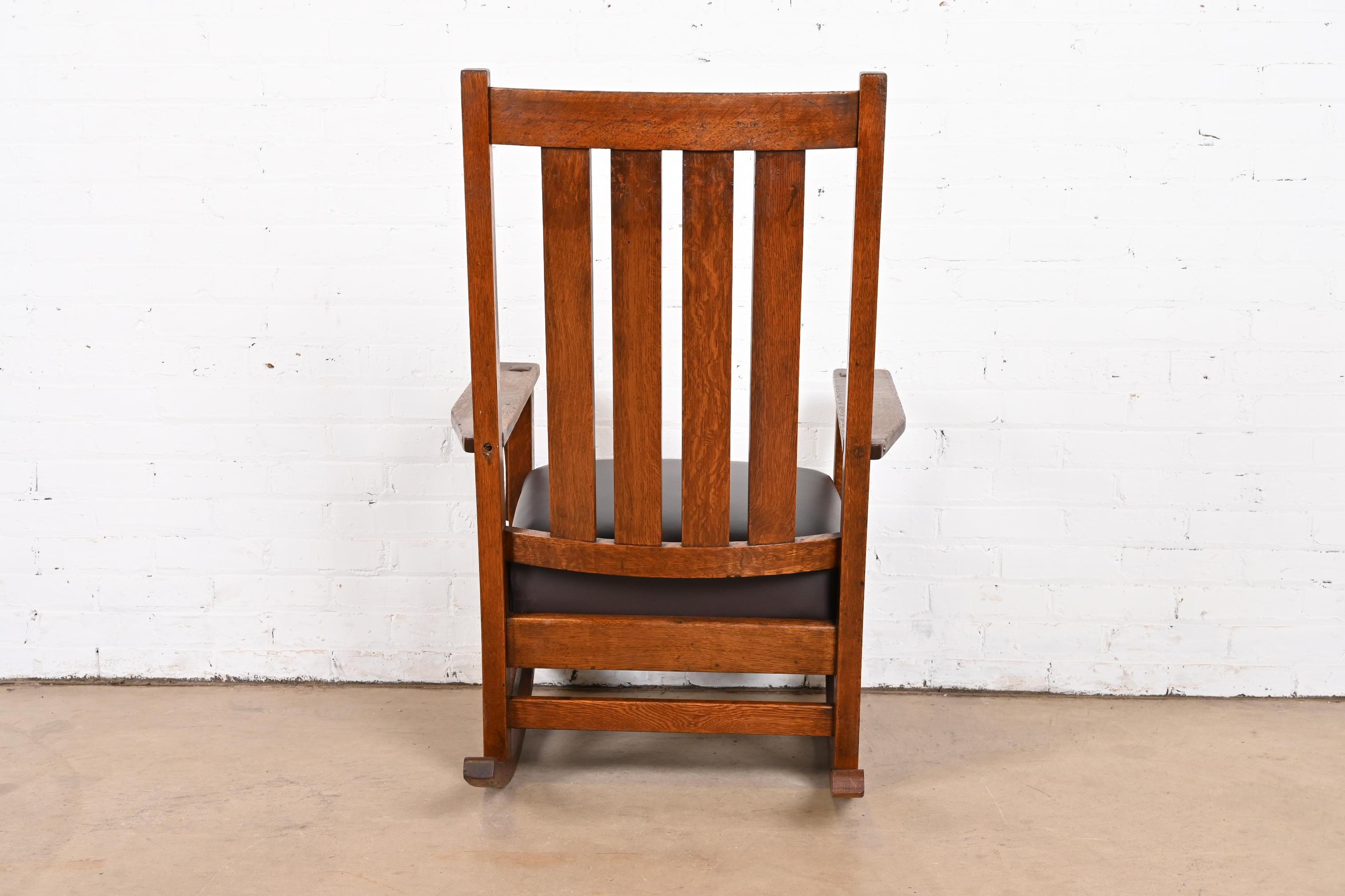 L. & J.G. Stickley Antique Mission Oak Arts & Crafts Rocking Chair, Circa 1900 4