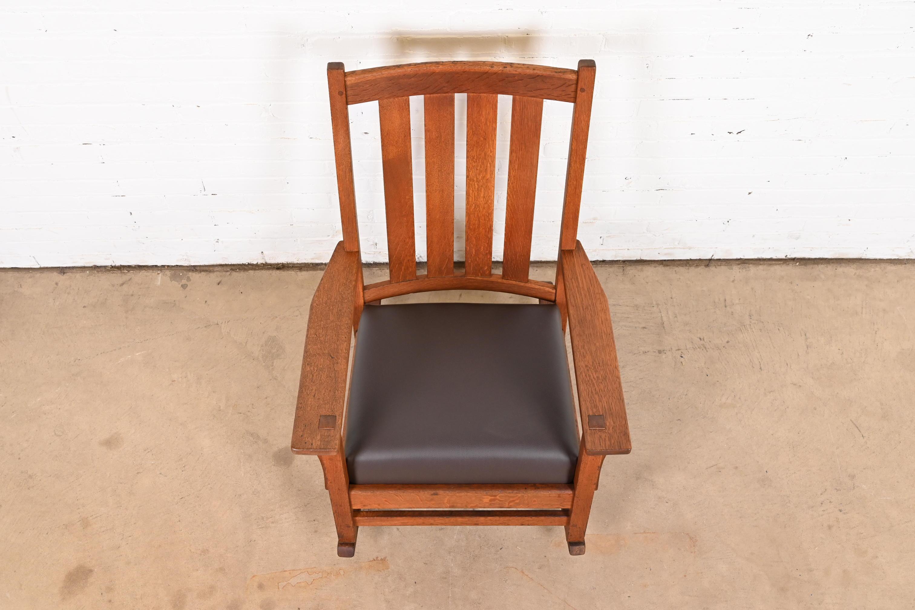 20th Century L. & J.G. Stickley Antique Mission Oak Arts & Crafts Rocking Chair, Circa 1900 For Sale