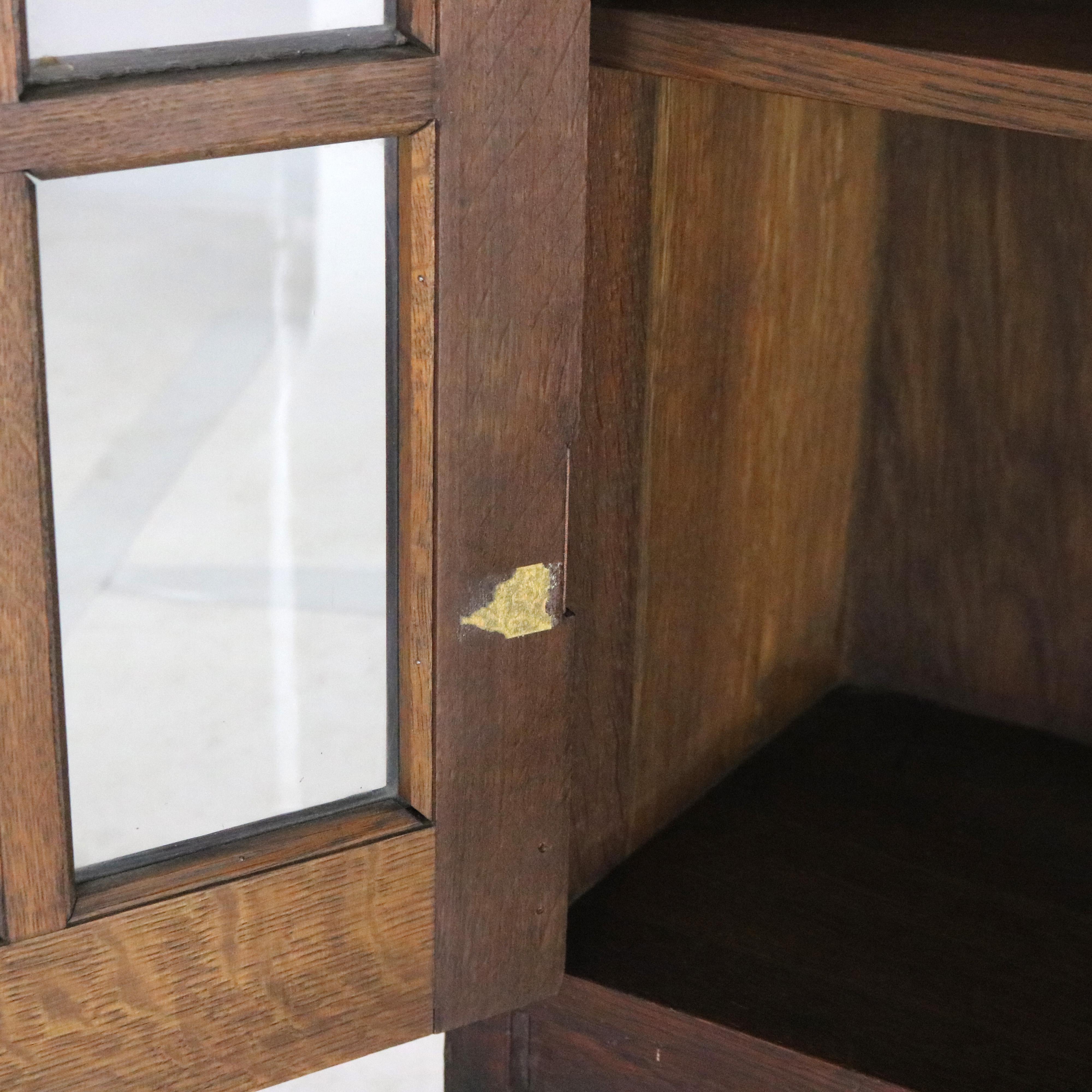 L & JG Stickley Arts and Crafts Mission Oak Three Door Bookcase Signed C1910 6